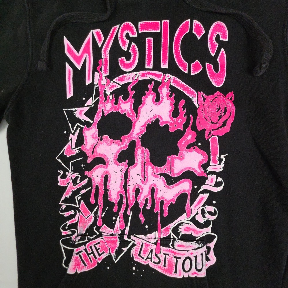 Mystics The Last Tour Band Hoodie Womens M Black Pink Skull Cotton Streetwear